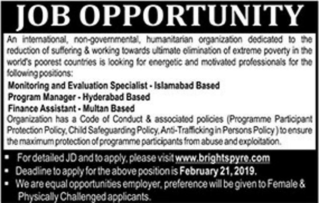 International NGO Jobs 2019 for M&E Specialist, Program Manager & Finance Assistant (Multiple Cities)