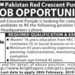 Pakistan Red Crescent Jobs 2019 for Manager