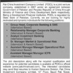Pak-China Investment Company (PCICL) Jobs 2019 for Assistant Managers and Managers