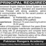 Pakistan Rangers Academy Jobs 2019 for the post of Principal