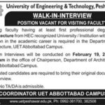 UET Peshawar Jobs 2019 for Teaching Faculty (Walk-in Interviews)