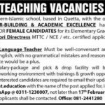 Seerat Islamic School Quetta Jobs 2019 for Teachers and Directress