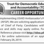 TDEA / USAID Pakistan Jobs 2019 for Chief of Party