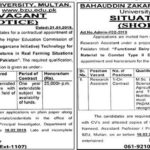 Bahauddin Zakariya University Jobs 2019 for Research Assistants