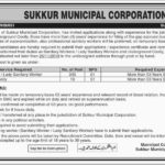 Sukkur Municipoal Corporation Jobs 2019 for 224+ Sanitary Workers & Coolly