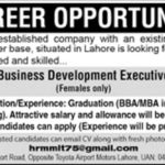 Lahore Company Jobs 2019 for Female Business Development Executives