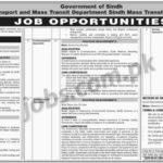 Transport & Mass Transit Department Sindh Jobs 2019 for Communication, Environmental, Gender Specialist & Secretary Posts