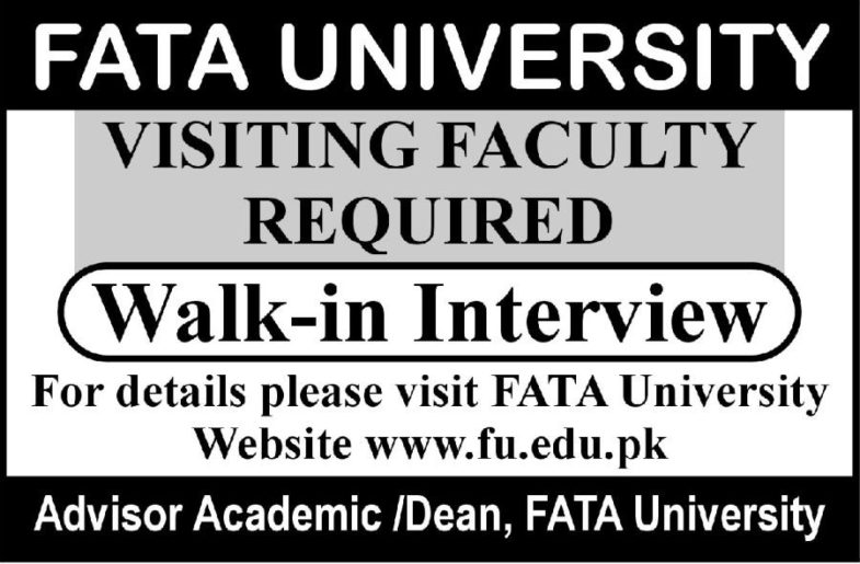 FATA University Jobs 2019 for Teaching Faculty (Walk-in Interviews)