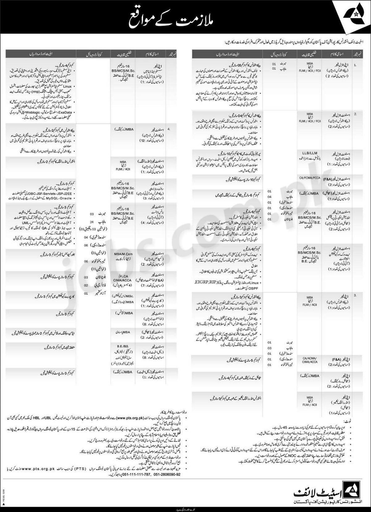 State Life Jobs 2019 for 67+ Posts in Multiple Divisions (Download PTS Form)