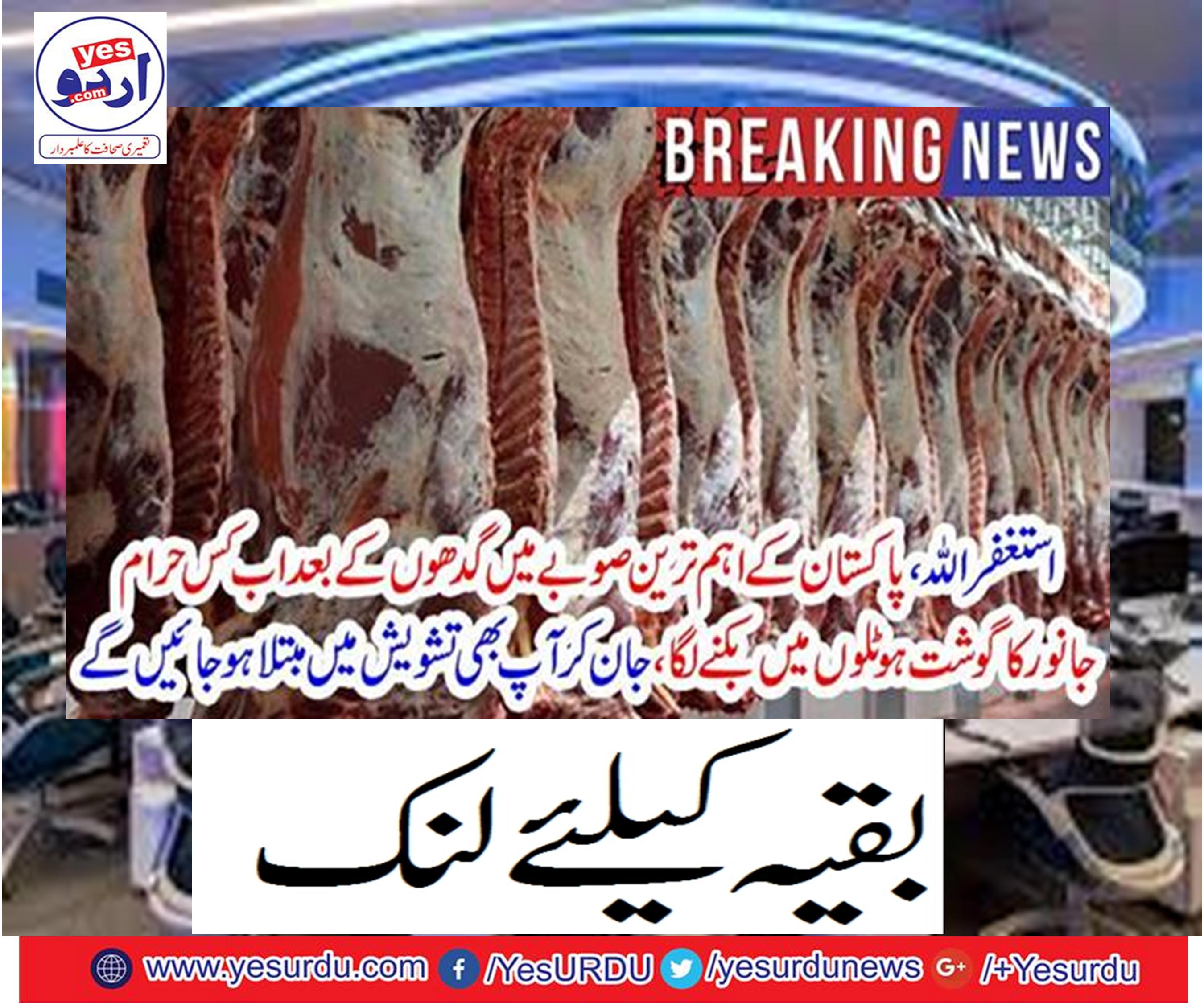 In the most important province of Pakistan, in which the meat of the forbidden animal was sown in hotels after the donkeys,