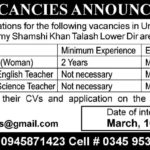 Uuniversal Learning Academy Lower Dir Jobs 2019 for Teachers / Principal