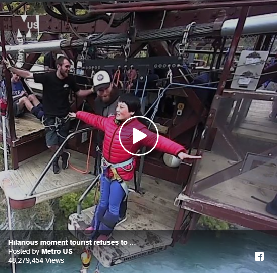 Hilarious moment tourist refuses to bungee jump