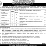 Punjab Seed Corporation Jobs 2019 for 6+ Procurement Supervisor, Driver & Other Support Staff (Disable Quota)