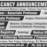 Amna Inayat Medical College / Hospital Lahore Jobs 2019 for Medical & Teaching Staff