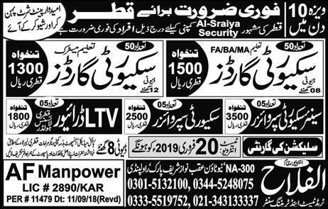 Qatar Jobs 2019 for 100+ Security Guards Posts (Walk-in Test/Interviews)