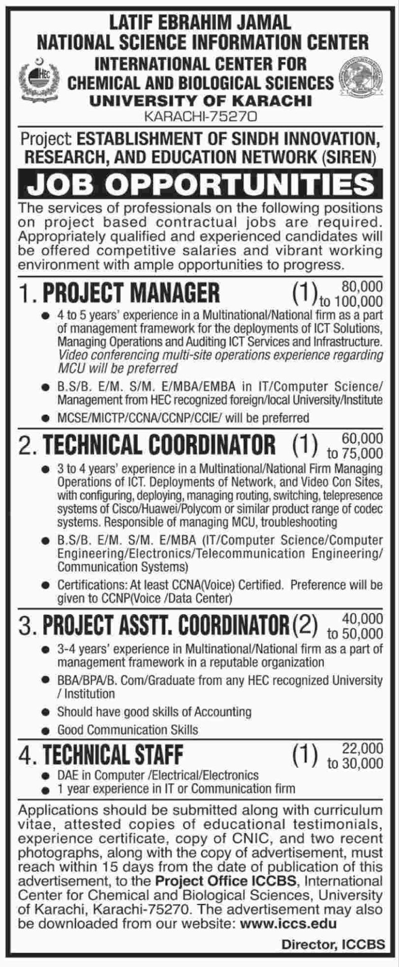 University of Karachi (UOK) Jobs 2019 for DAE, IT/Telecom, Coordinators and Project Manager