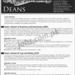 University of Management & Technology (UMT) Jobs 2019 for Deans (Multiple Positions)