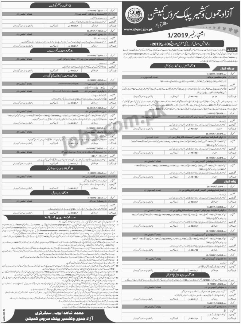 AJKPSC Jobs (1/2019): 219+ Posts in Multiple Departments of AJK