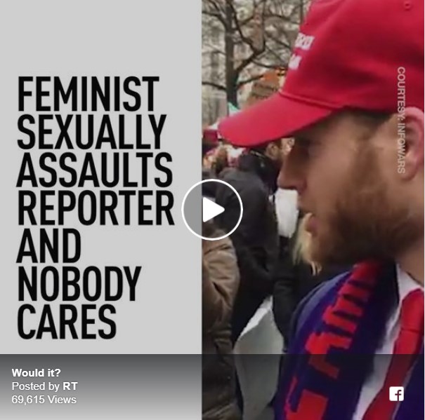 Feminist sexually assaults Infowars reporter