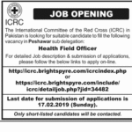 ICRC / Red Cross Pakistan Jobs 2019 for Health Field Officer