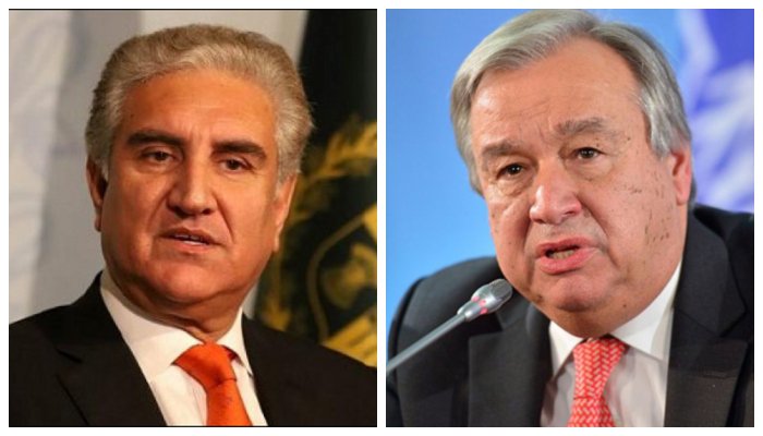Foreign minister Shah Mehmood Qureshi letter to United nations general secretary António Guterres to target the Pak land, LOC infringement