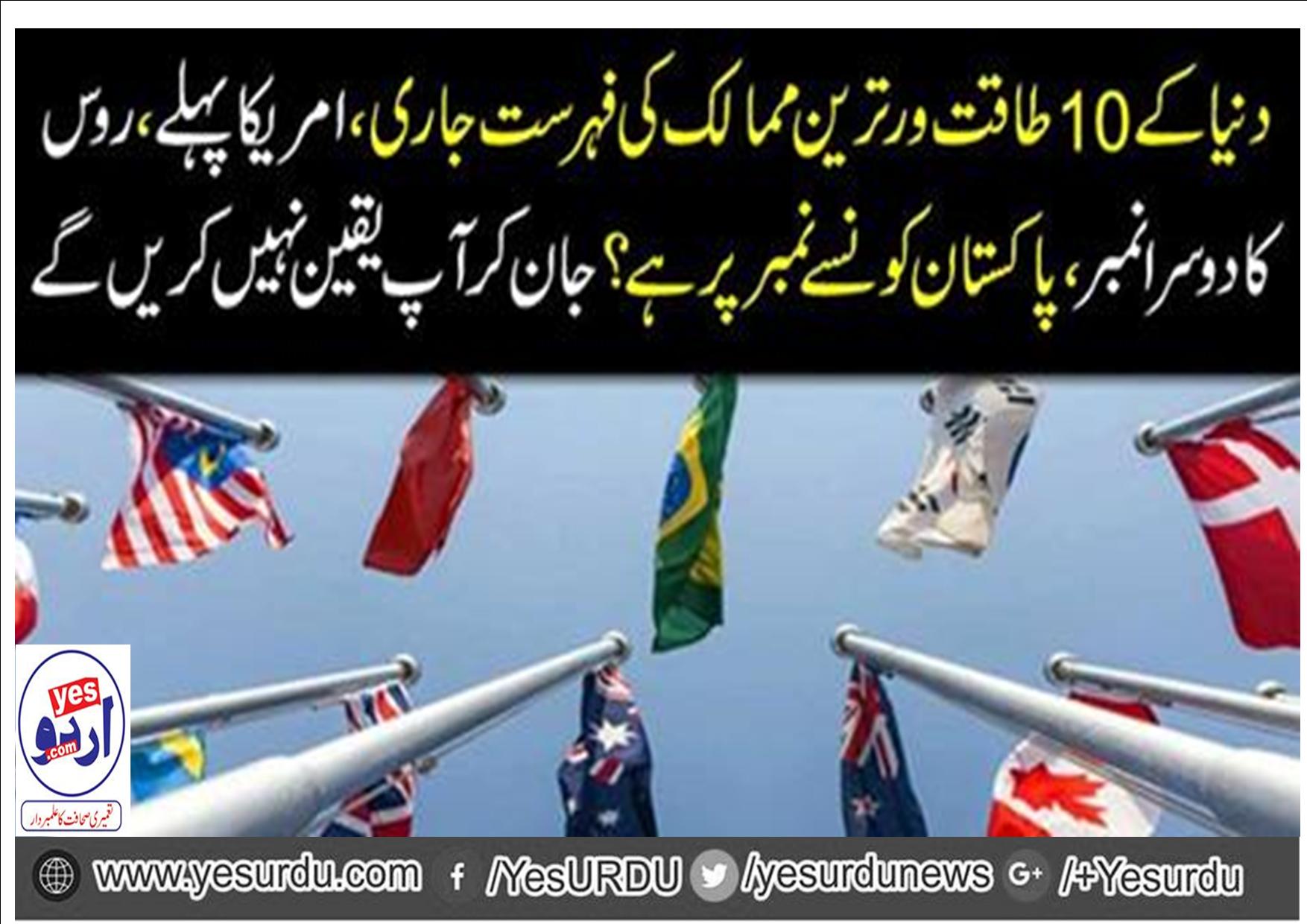 سال 2019 کے لیے دنیا کے 10 طاقتور ترین ممالک کی فہرست جاری