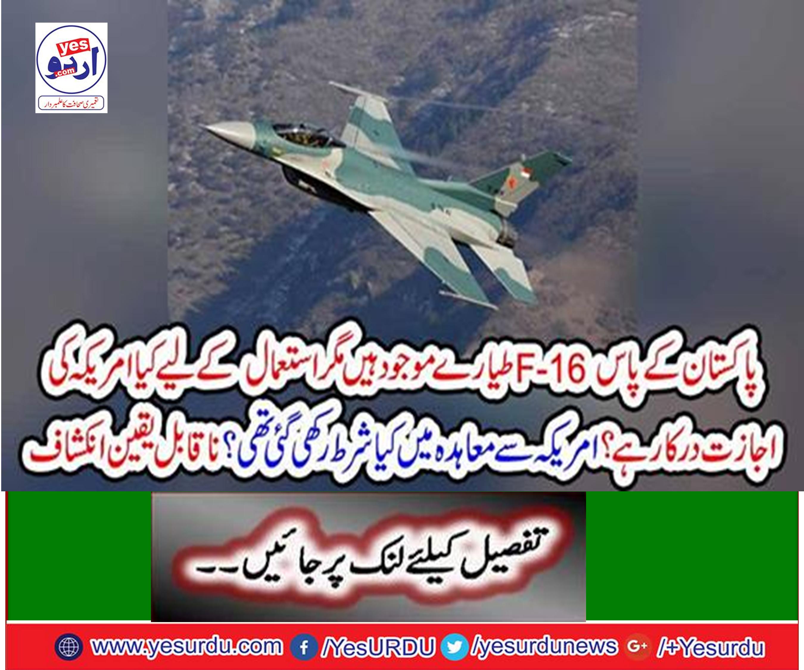 Pakistan has F-16 aircraft but what US permission is required for use