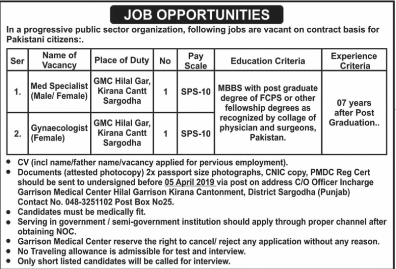 PO Box 25 Public Sector Organization Jobs 2019 for Medical Posts