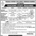 Fazaia Inter College Attock Jobs 2019 for Teaching Staff and DPE
