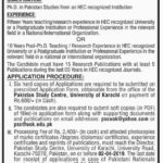 University of Karachi Jobs 2019 for Teaching Faculty (Pakistan Study Centre)