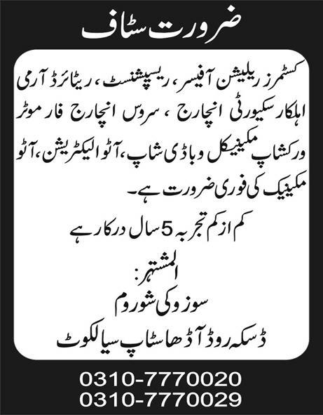 Sialkot Company Jobs 2019 for Office and Technical Staff