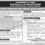 Universities & Boards Department Sindh Jobs 2019 for 14+ Secretary & Controller Examinations (Multiple Cities)