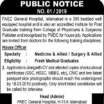 PAEC General Hospital Islamabad Jobs House Officer / Fresh Medical Graduates