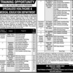 Specialized Healthcare & Medical Education Department Punjab Fellowship / Training Program 2019