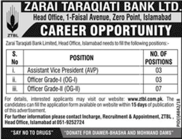 ZTBL Bank Jobs 2019 for 13+ Office Grade-I/II and AVP Posts