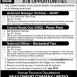 Fauji Cement Company Ltd Jobs 2019 for Assistant Manager, BE/BSc/DAE, Control Room Optr & Technical Officer