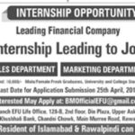 EFU Internship 2019 for Sales & Marketing Department