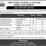 Army Public School & College Bannu Jobs 2019 for 7+ Teaching Staff
