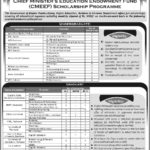 CM Education Endowment Fund (CMEEF) Scholarship Program 2019 (Khyber Pakhtunkhwa)