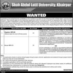 Shah Abdul Latif University Khairpur Jobs 2019 for Bursar, Registrar and Teaching Faculty