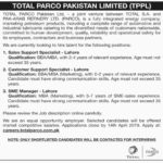 Total PARCO Jobs 2019 for SME Manager, Customer Support Specialist and Sales Support Specialists