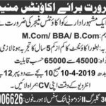 Lahore Company Jobs 2019 for Accounts Manager (Walk-in Interview)