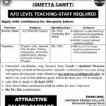 Garrison Cambridge Campus (Quetta) Jobs 2019 for Teachers & Section Head