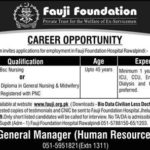 Fauji Foundation Jobs 2019 for Staff Nurses (Rawalpindi)
