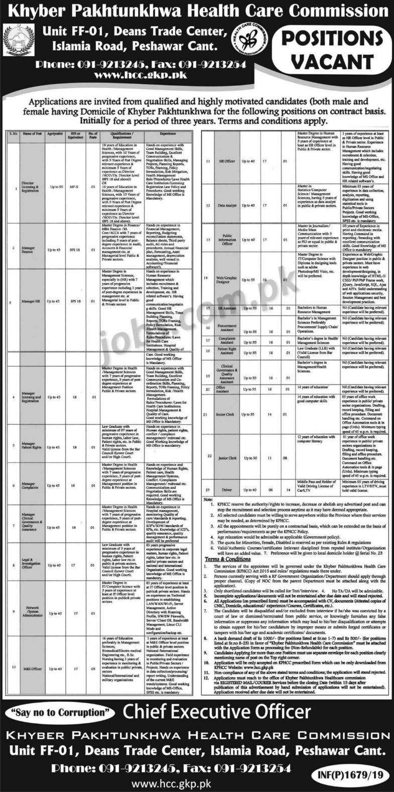KP Health Care Commission (KPHCC) Jobs 2019 for 47+ Posts (Multiple Categories)