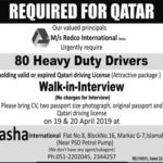 Redco Pakistan Jobs 2019 for 80+ Heavy Duty Drivers for Qatar Projects (Walk-in Interviews)