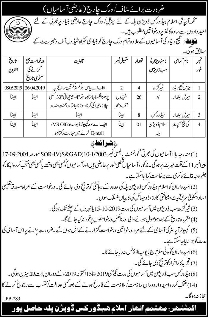 Irrigation Department Punjab Jobs 2019 for 39+ Key Punch Operator, Season Gauge Readers and Baildar