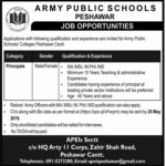 Army Public Schools/Colleges Peshawar Jobs 2019 for Principals Posts