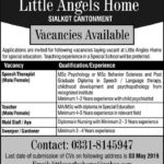 Little Angels Home Sialkot Jobs 2019 for Teachers, Speech Therapist and Support Staff