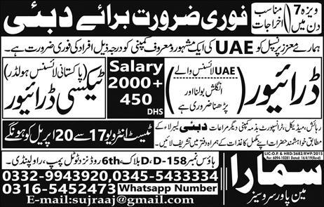 Drivers & Taxi Drivers Required in Middle East/Saudi Arab
